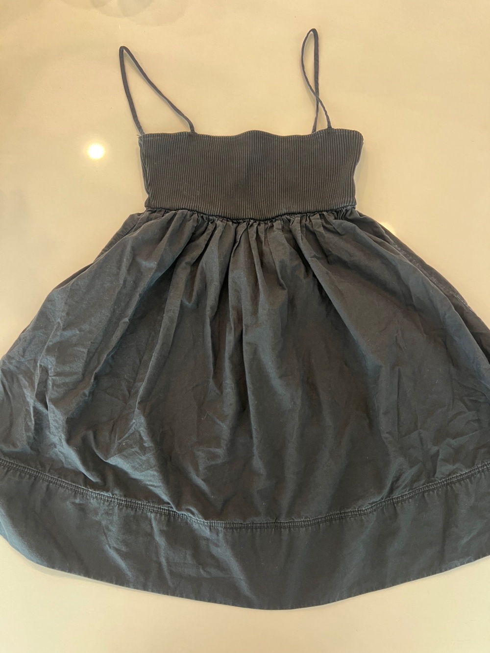 Zara Black Gathered A-Line Skirt with Spaghetti Straps